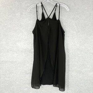 BCBGeneration Dress Womens Sz L Black‎ Strappy V-Neckline Layered Flowy Evening